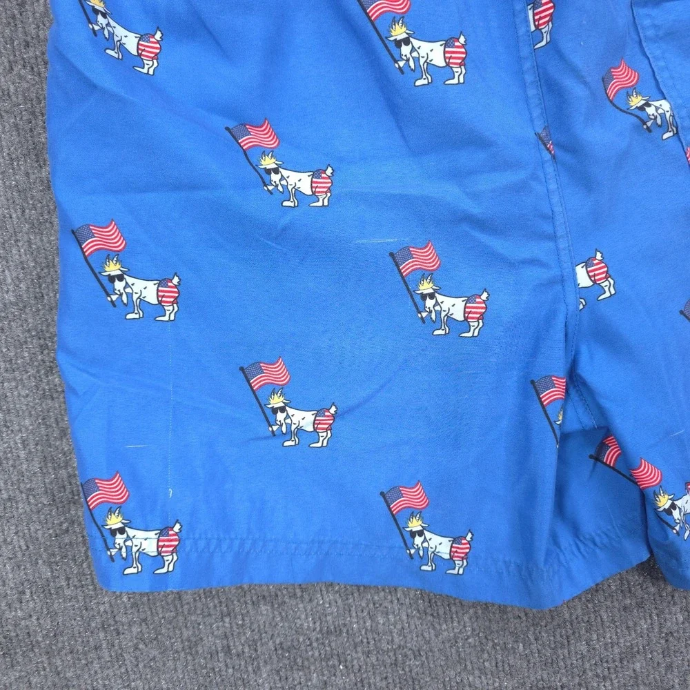 GOAT USA Swim Trunks Mens Blue Large Lined Stretch Beach Shorts Surfing Coastal